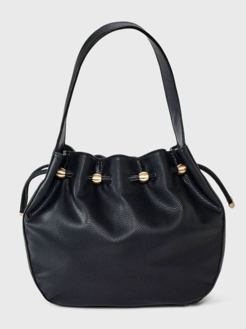 A New Day - Drawstring Bucket Handbag - A New Day Black